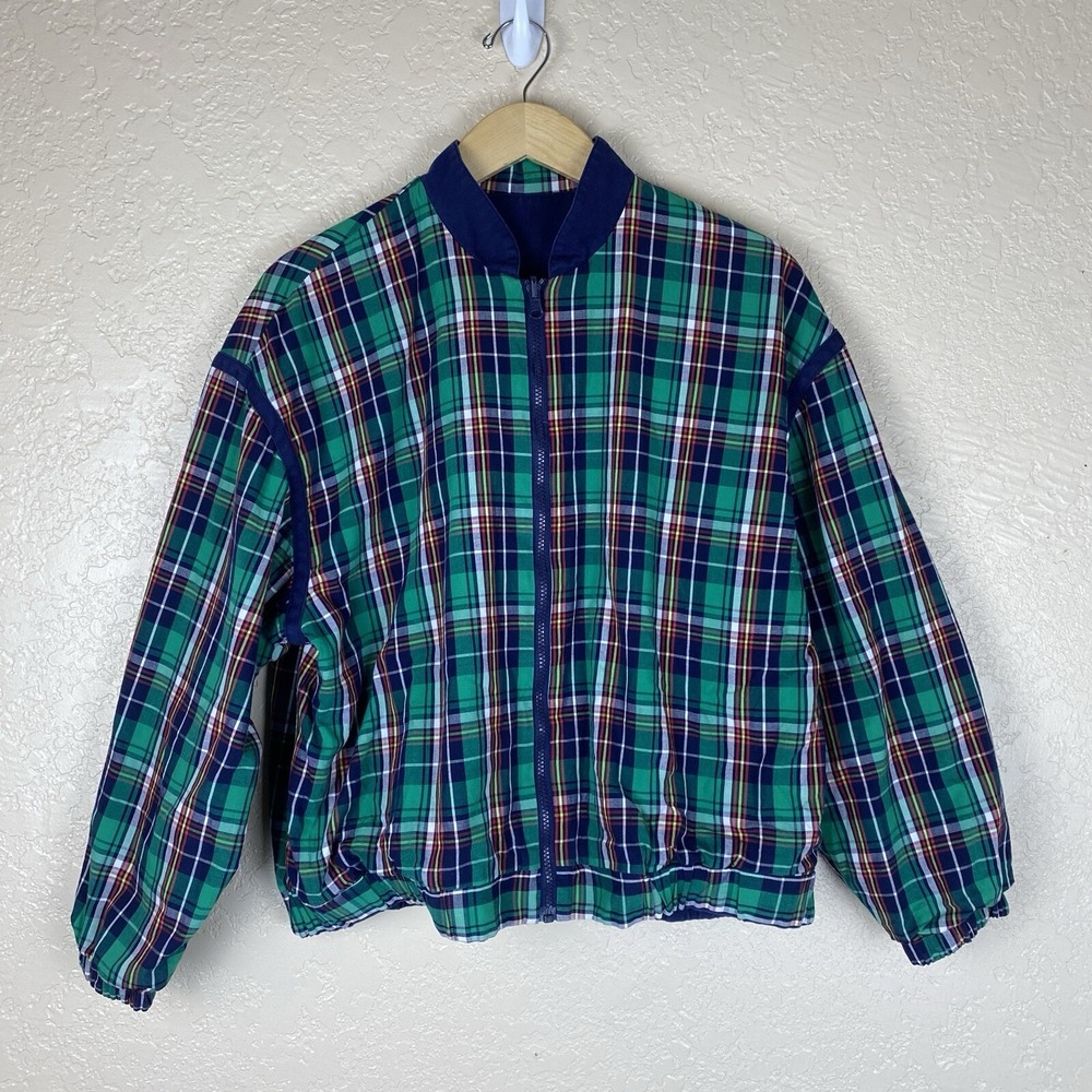 Pendleton Mens M Tartan Plaid Jacket Zip Reversible Green Knockabouts Preppy